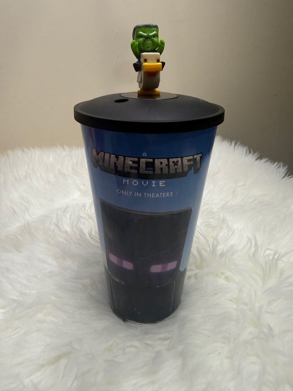 Minecraft Movie 2025 Collectible Theater Cup Tumbler Lid Chicken Jockey Topper